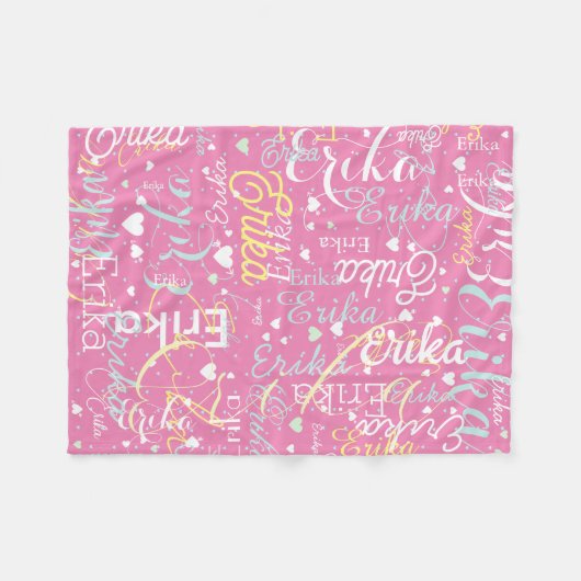 Gepersonaliseerde Namen Hearts Romantisch all-over Fleece Deken (Voorkant (Horizontaal))