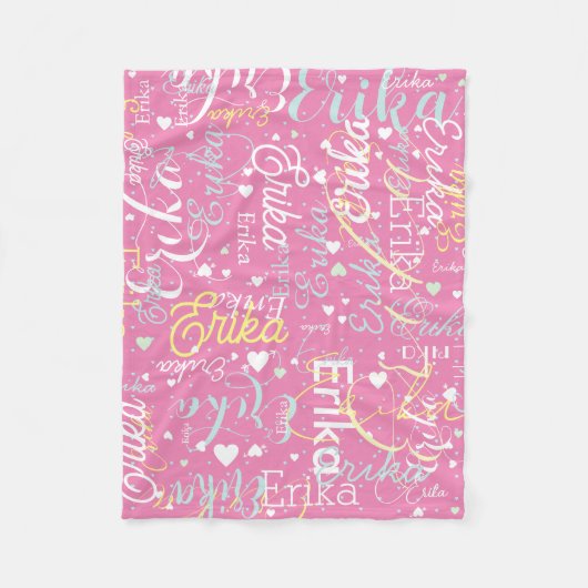 Gepersonaliseerde Namen Hearts Romantisch all-over Fleece Deken (Voorkant)