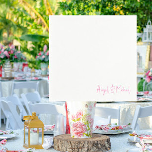 Gepersonaliseerde namen Hot Pink Wedding Cocktail Servet