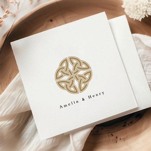 Gepersonaliseerde Namen Ierse Keltische Knoop Goud Servet