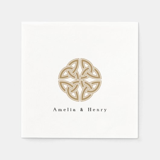 Gepersonaliseerde Namen Ierse Keltische Knoop Goud Servet (Voorkant)