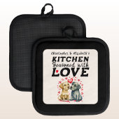 Gepersonaliseerde namen keuken schattige honden zw pannenlap