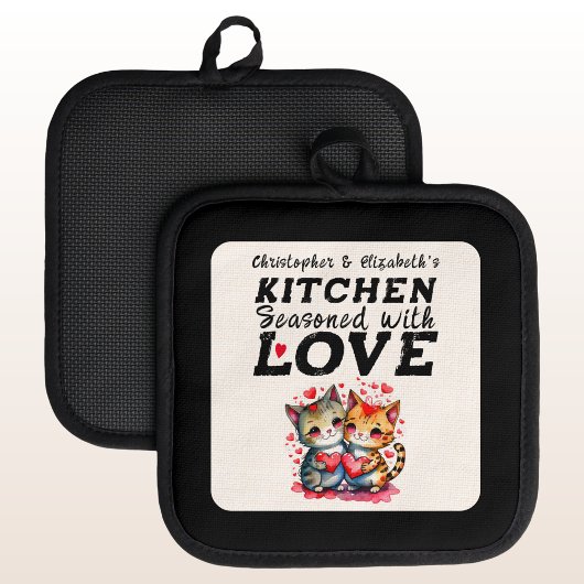 Gepersonaliseerde namen keuken schattige katten zw pannenlap