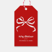 Gepersonaliseerde namen Merry Christmas Bow Cadeaulabel (Voorkant)