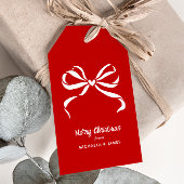 Gepersonaliseerde namen Merry Christmas Bow Cadeaulabel