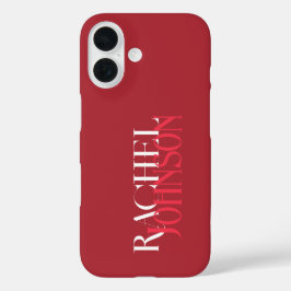 Gepersonaliseerde namen Red Monochrome iPhone 16 Hoesje
