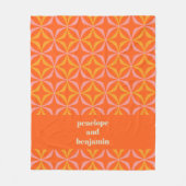 Gepersonaliseerde namen Retro Sinaasappel geel geo Fleece Deken (Voorkant)