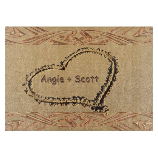 Gepersonaliseerde namen Romantisch Hart op Strandz Snijplank (Voorkant)