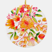 Gepersonaliseerde namen Sinaasappel Bloemen Trouwd Keramisch Ornament (Achterkant)