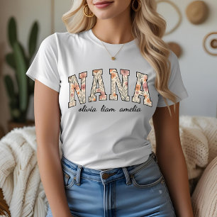 Gepersonaliseerde Nana met kleinkinderen Namen T-shirt