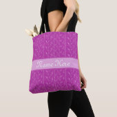 Gepersonaliseerde Nana Roze Bloemen Lettering Fuch Tote Bag (Dichtbij)