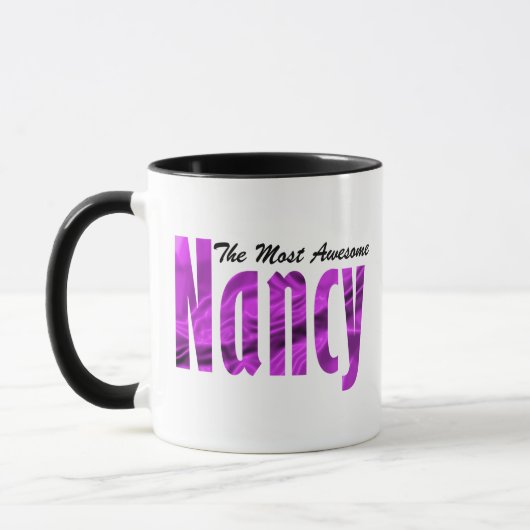 Gepersonaliseerde "Nancy" in levendige Paarse kleu Mok (Links)