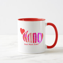 Gepersonaliseerde "Nancy" in Rood Roze, Sinaasappe Mok
