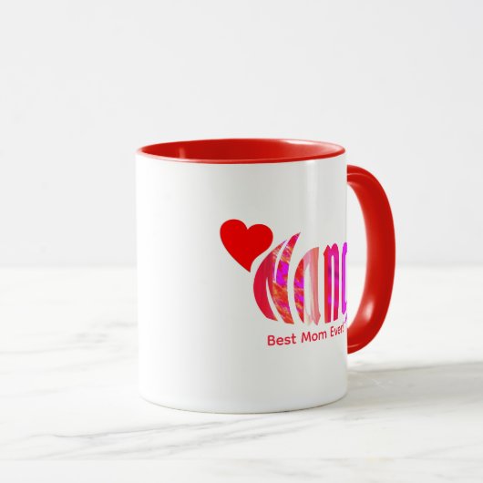 Gepersonaliseerde "Nancy" in Rood Roze, Sinaasappe Mok (Voorkant rechts)