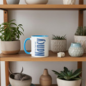 Gepersonaliseerde "Nancy" Naam in Blauw Canvas Let Mok
