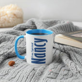 Gepersonaliseerde "Nancy" Naam in Blauw Canvas Let Mok