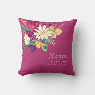 Gepersonaliseerde nanna elegante roze bloemen kussen