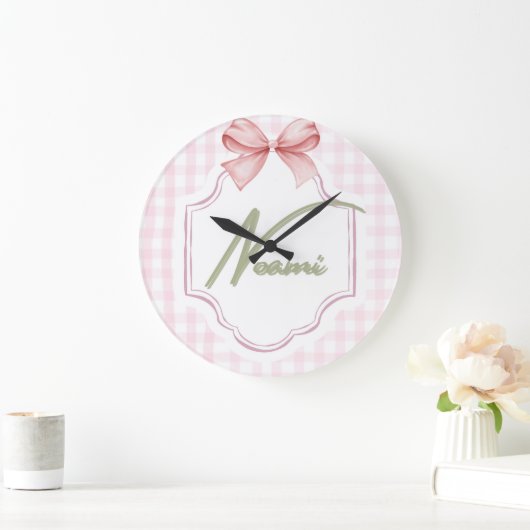 Gepersonaliseerde Naomi Baby Girl Nursery Bow & Gi Grote Klok (Huis)