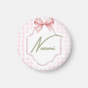 Gepersonaliseerde Naomi Baby Girl Nursery Bow & Gi Magneet