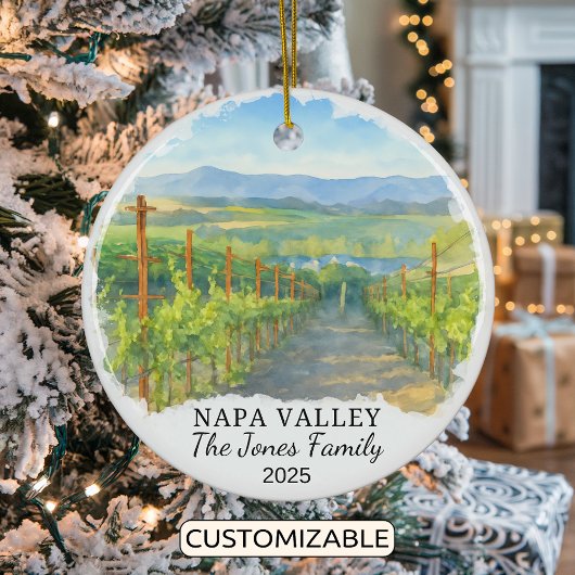 Gepersonaliseerde Napa Valley Ornament, Californië Keramisch Ornament