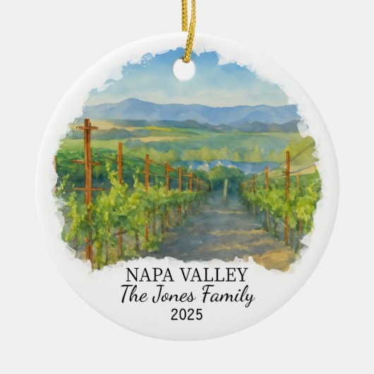 Gepersonaliseerde Napa Valley Ornament, Californië Keramisch Ornament (Voorkant)