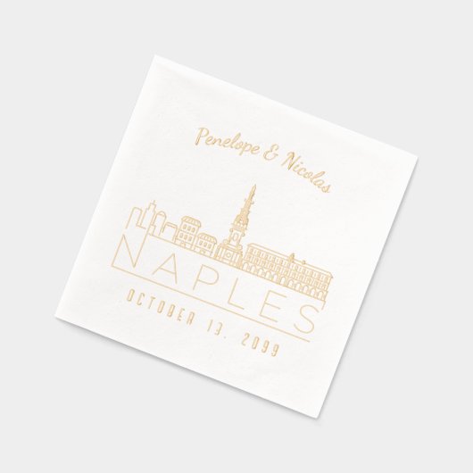 Gepersonaliseerde Napels Italië Napkins Gold Folie Folie Servetten (Links)