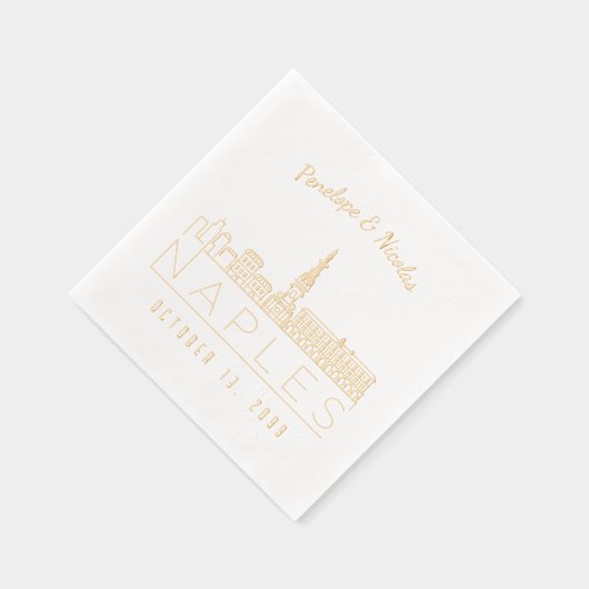 Gepersonaliseerde Napels Italië Napkins Gold Folie Folie Servetten (Rechts)