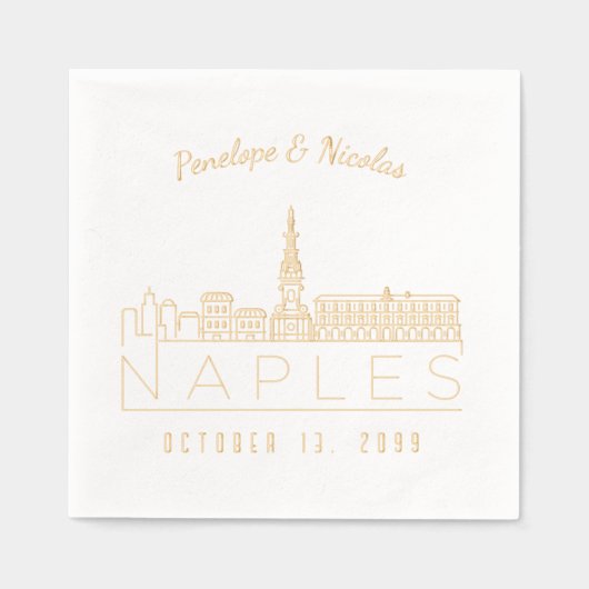 Gepersonaliseerde Napels Italië Napkins Gold Folie Folie Servetten (Voorkant)