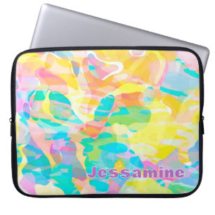 Gepersonaliseerde narcis gele pastel Abstract Laptop Sleeve