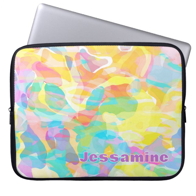 Gepersonaliseerde narcis gele pastel Abstract Laptop Sleeve (Voorkant)