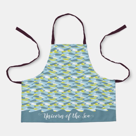 Gepersonaliseerde Narwhal Eenhoorn van het Zee Sla Schort (Voorkant)