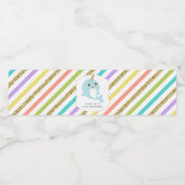 Gepersonaliseerde Narwhal Meisje Verjaardag Party  Waterfles Etiket (Enkel label)
