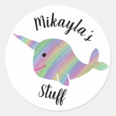 Gepersonaliseerde Narwhal "spullen" stickers (Voorkant)