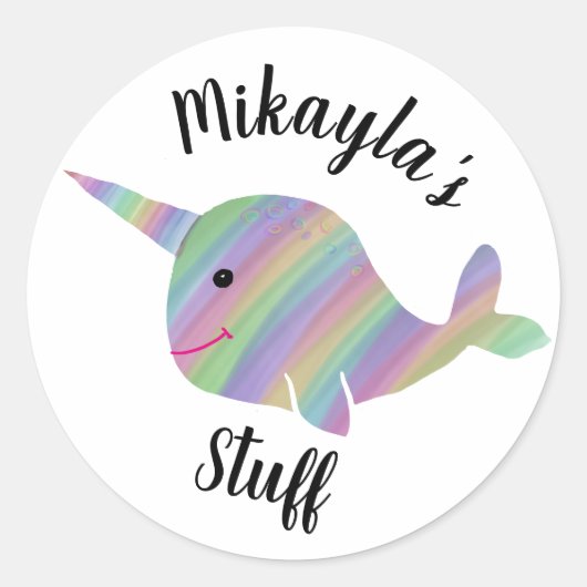 Gepersonaliseerde Narwhal "spullen" stickers (Voorkant)