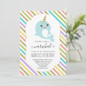 Gepersonaliseerde Narwhal Thmed Girls Birthday Par Kaart (Staand voorkant)