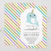 Gepersonaliseerde Narwhal Thmed Girls Birthday Par Kaart (Voorkant / Achterkant)