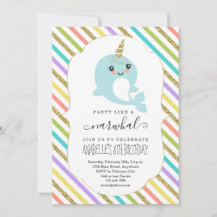 Gepersonaliseerde Narwhal Thmed Girls Birthday Par Kaart