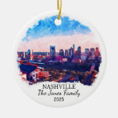 Gepersonaliseerde Nashville Ornament, Tennessee St Keramisch Ornament (Voorkant)