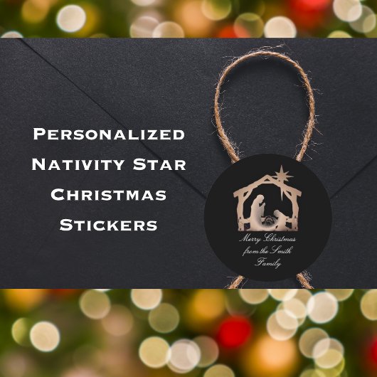 Gepersonaliseerde Nativity Star Kerst sticker