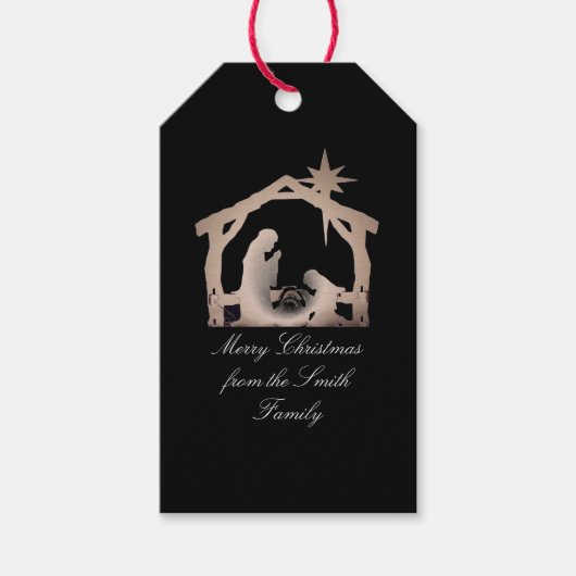 Gepersonaliseerde Nativity Star Kerst sticker Cadeaulabel (Voorkant)