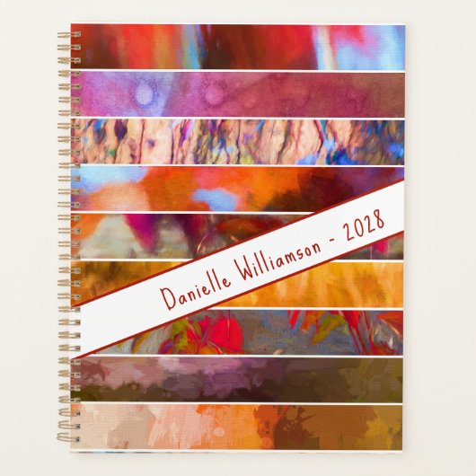 Gepersonaliseerde Natuur Art Collage Stripes Planner (Voorkant)