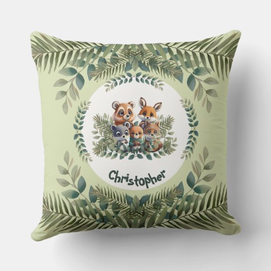 Gepersonaliseerde Natuur Critters Kussen voor Kind (Achterkant)