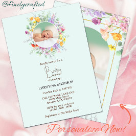 Gepersonaliseerde Natuur Wildflower Foto Baby show Kaart