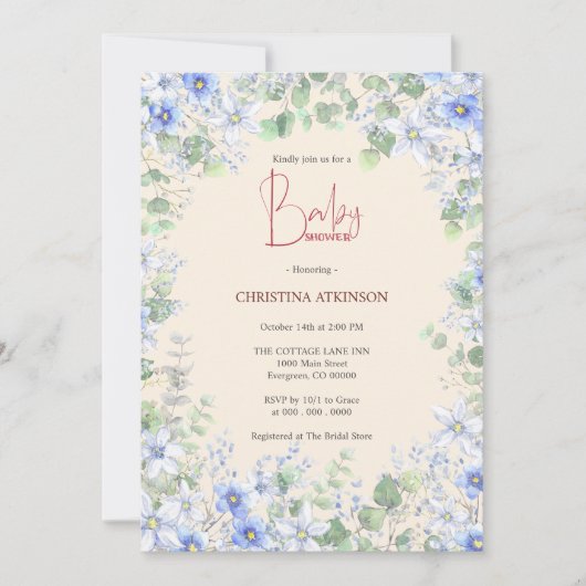 Gepersonaliseerde Natuur Wildflower Foto Baby show Kaart (Voorkant)