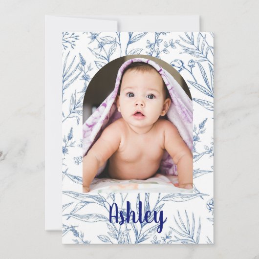 Gepersonaliseerde Natuur Wildflower Foto Baby show Kaart (Achterkant)