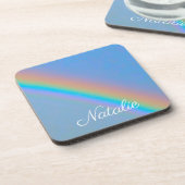 Gepersonaliseerde natuurlijke regenboog bier onderzetter (Linkerzijde)