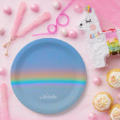 Gepersonaliseerde natuurlijke regenboog papieren bordje (Feest)