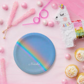 Gepersonaliseerde natuurlijke regenboog papieren bordje (Feest)