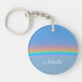 Gepersonaliseerde natuurlijke regenboog sleutelhanger