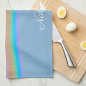 Gepersonaliseerde natuurlijke regenboog theedoek (Quarter Fold)